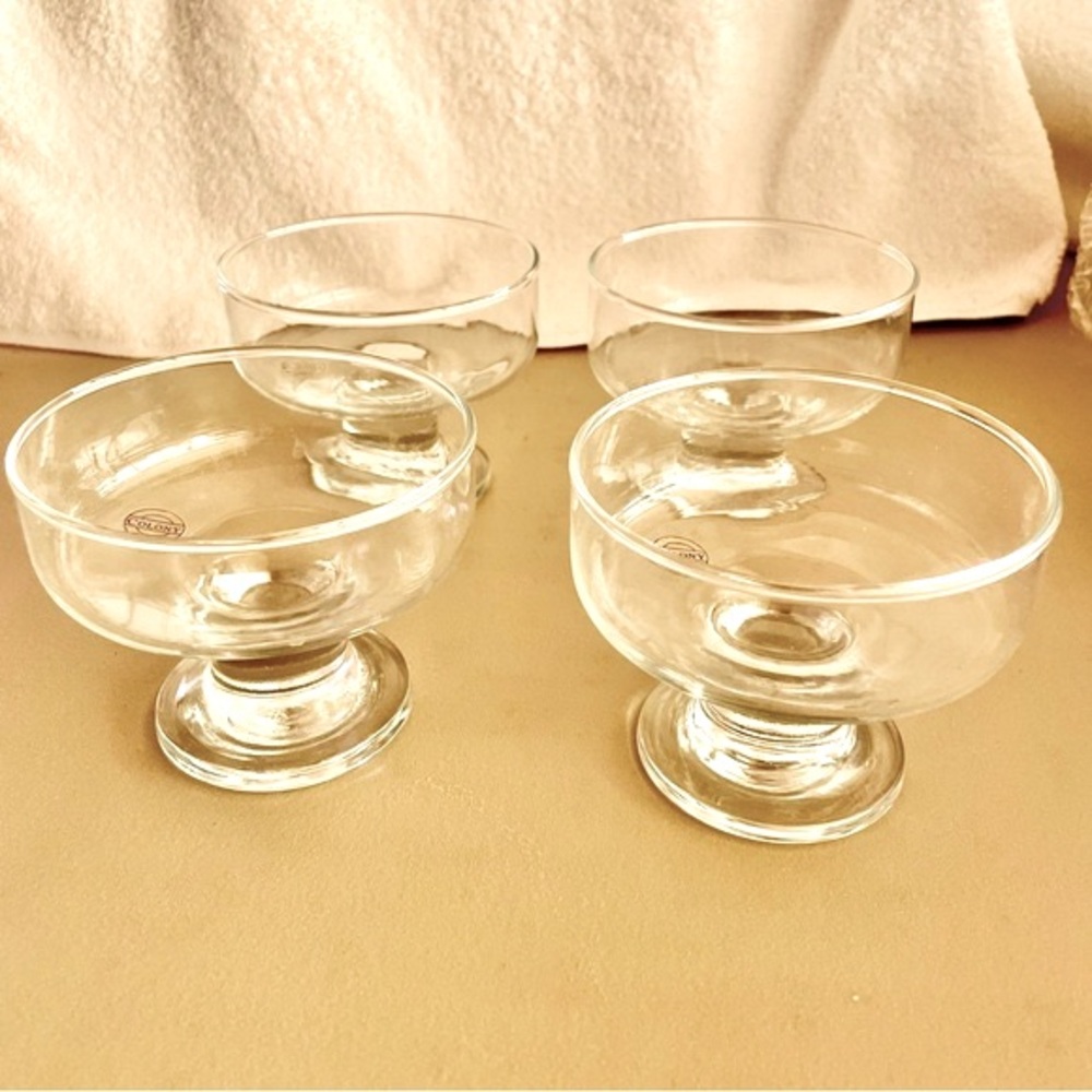 Set 4 Footed Clear Dessert Dishes from Turkey